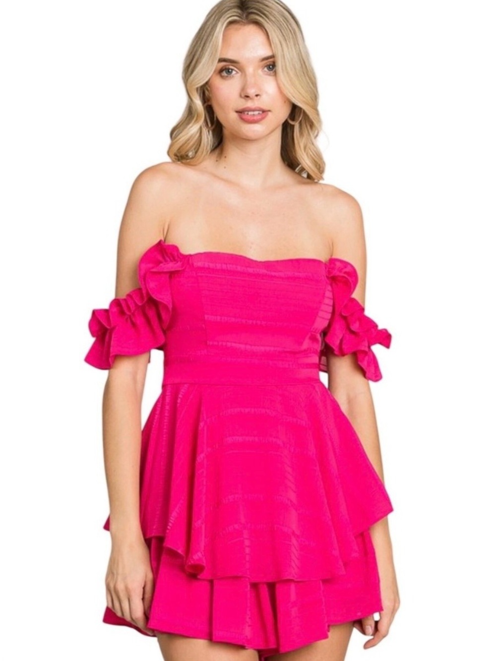 Pink Romper Mini Dress Fuchsia Skort Sorority Bachelorette Party Summer Festival
